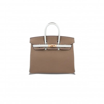 HERMES BIRKIN 30 EPSOM ELEPHANT GREY AND MILKSHAKE WHITE WITH GOLD BUCKLE MSBK3015501 (30*23*15cm)
